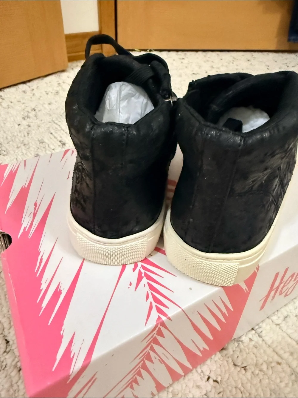 Black High-Top Lace-Up Sneakers with Side Zip